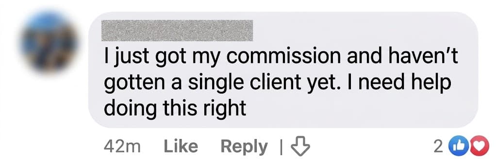 Screenshot of a comment asking about getting notary clients from Google